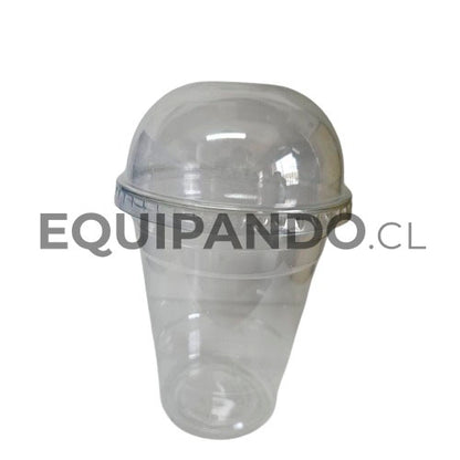 100 VASOS TRANSPARENTES CON TAPA DOMO 16oz