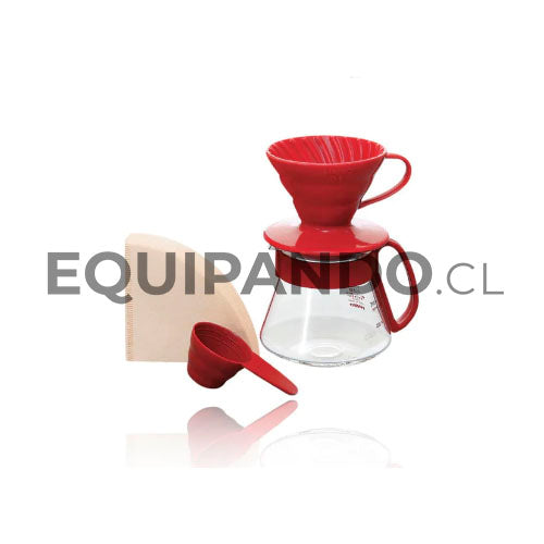 KIT DRIPPER DE CERÁMICA ROJO DE 1 A 2 TAZAS HARIO